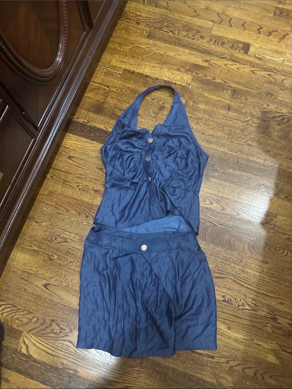 Navy Halter Top & Shorts Set - Women's Two-Piece Summer Outfit